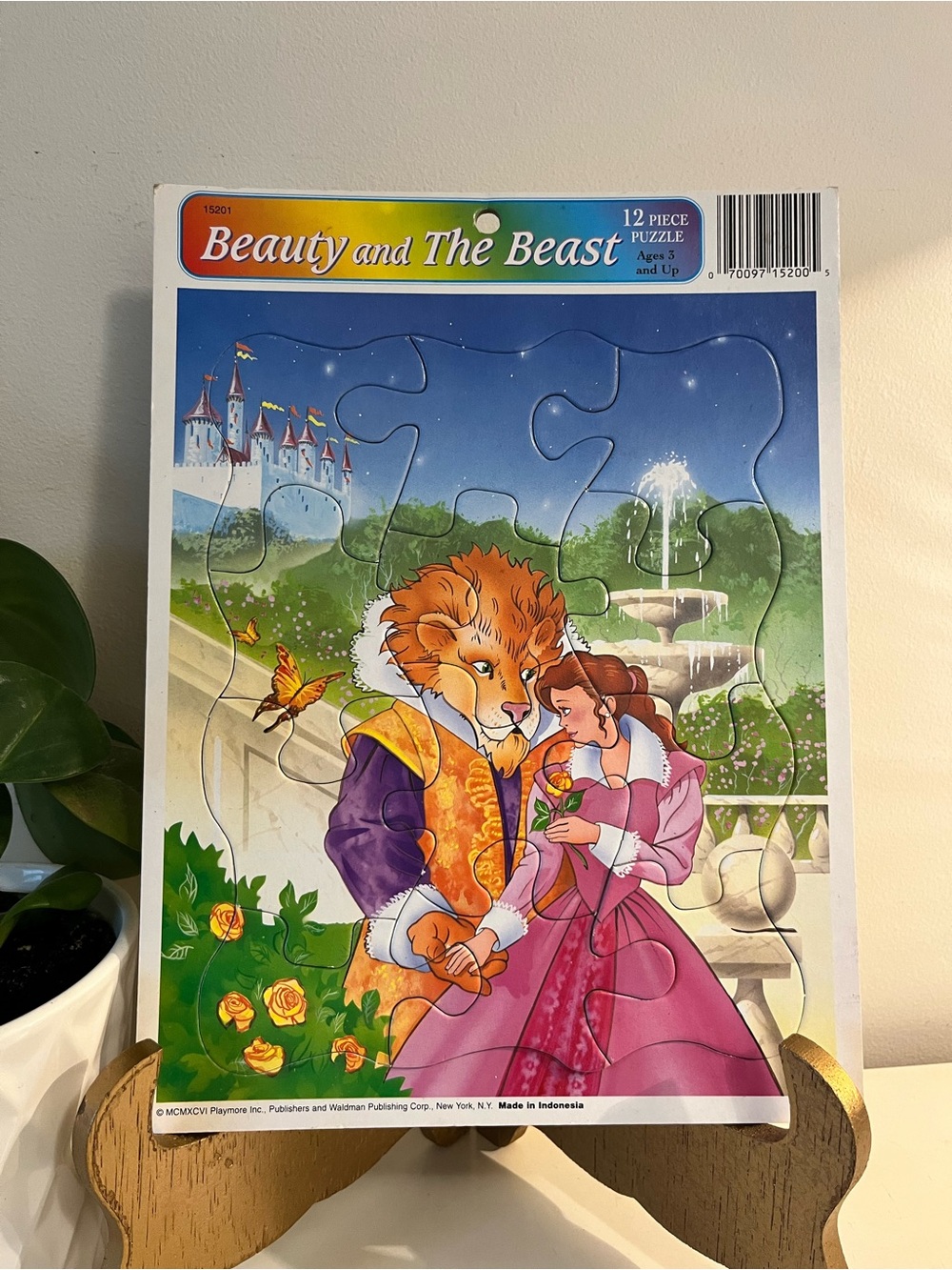 1996 Playmore BEAUTY and the BEAST 12 Piece Frame Tray PUZZLE, Belle and Beast